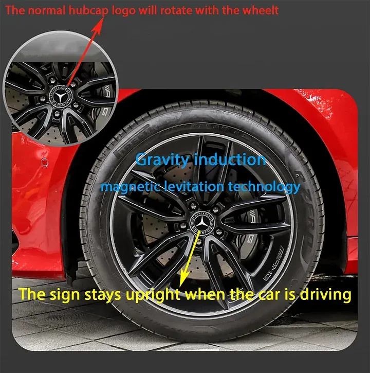 🔥Personnalisé avec LOGO selon le modèle de voiture🔥Cache-moyeu de roue LED flottant(*4）