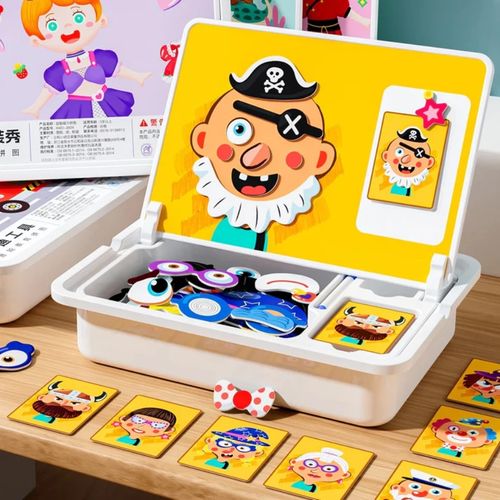 Puzzle magnétique pour enfants, jeu de voyage, déguisement, double face, jouet éducatif préscolaire