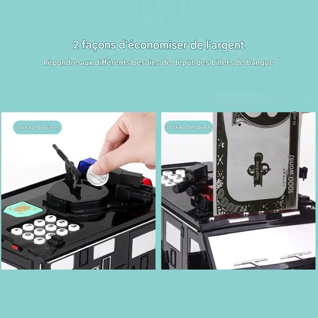 Tirelire électronique pour enfants avec mot de passe et empreinte digitale, tirelire blindée avec 9 morceaux de musique intégrés