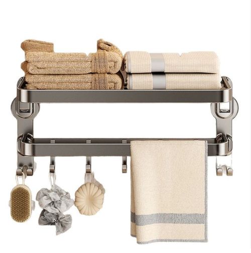 Porte-serviettes double pliable pour salle de bain, montage mural
