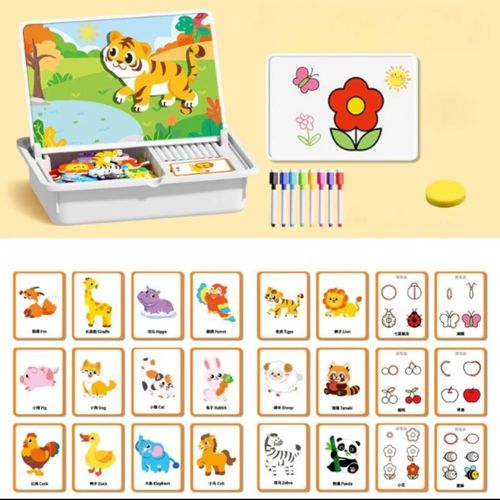 Puzzle magnétique pour enfants, jeu de voyage, déguisement, double face, jouet éducatif préscolaire