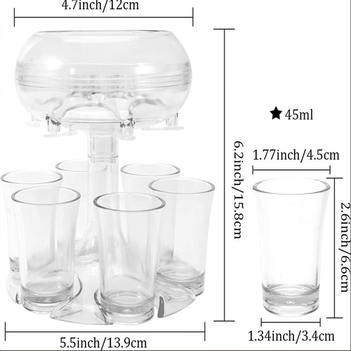 🌼🍷 Distributeur et support pour 6 verres à liqueur
