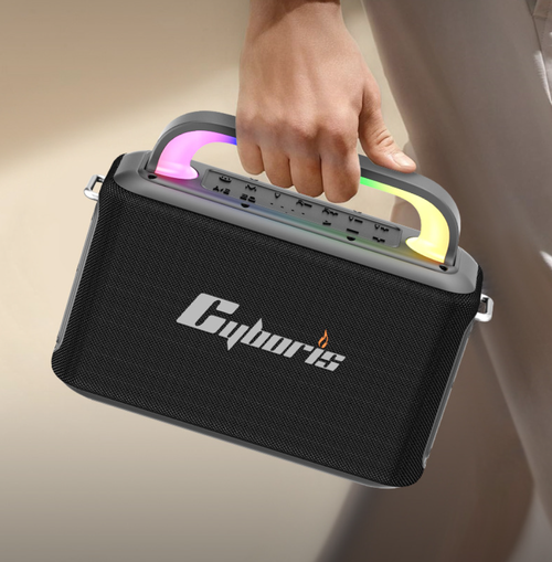 Cyboris-Nouveau haut-parleur de karaoké Bluetooth d'extérieur haute puissance 2.2 canaux 200 W Rainbow X13 peut connecter des instruments de musique