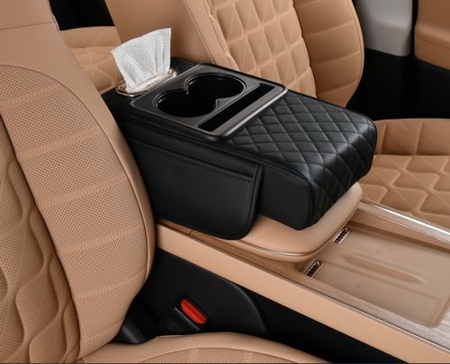 Boîte à mouchoirs, rehausseur d'accoudoir, sac de rangement haut de gamme pour accoudoir central de voiture, porte-gobelet Quatre en un