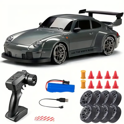 Voiture de drift à grande vitesse télécommandée à demi-échelle 1:24 （2 piles）