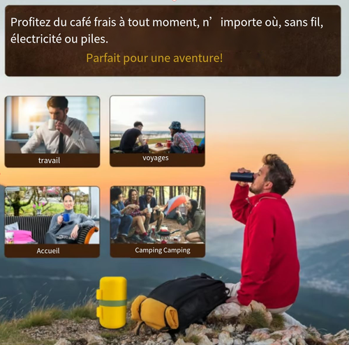 🎉Cafetière portable de voyage avec moulin manuel☕