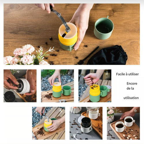 🎉Cafetière portable de voyage avec moulin manuel☕