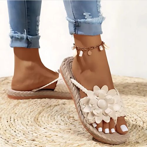 🔥 Chaussons plats à soutien de la voûte plantaire florale pour femmes