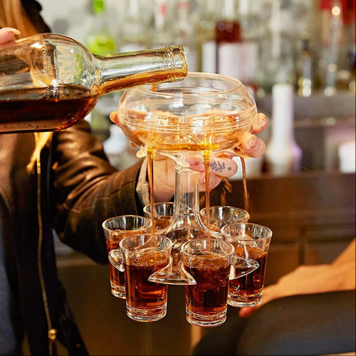 🌼🍷 Distributeur et support pour 6 verres à liqueur