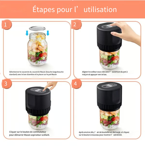 Machine à emballer sous vide électrique pour bocaux Mason