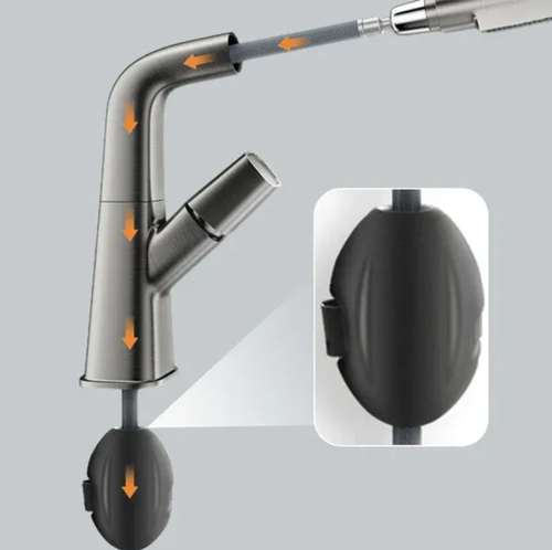 Robinet de salle de bain monotrou avec douchette extractible