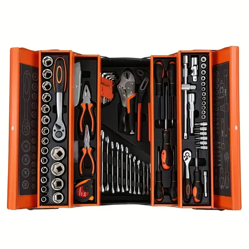 Coffret à outils de quincaillerie 85 pièces, jeu de clés à cliquet manuel, clé rapide à 72 dents de qualité industrielle, clé mixte à douille