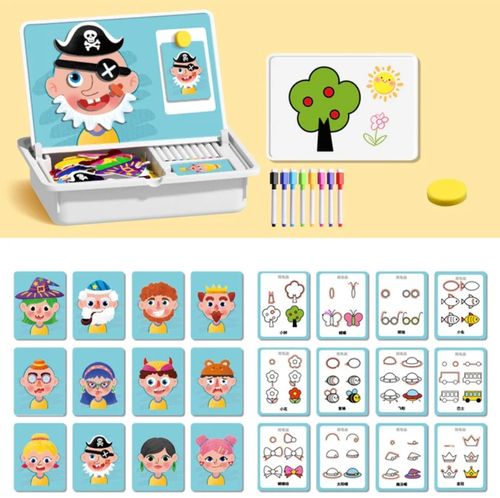 Puzzle magnétique pour enfants, jeu de voyage, déguisement, double face, jouet éducatif préscolaire