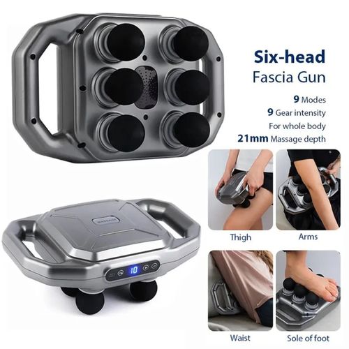 Pistolet de Massage à 6 Têtes – Soulagement Profond & Immédiat 💪🌀
