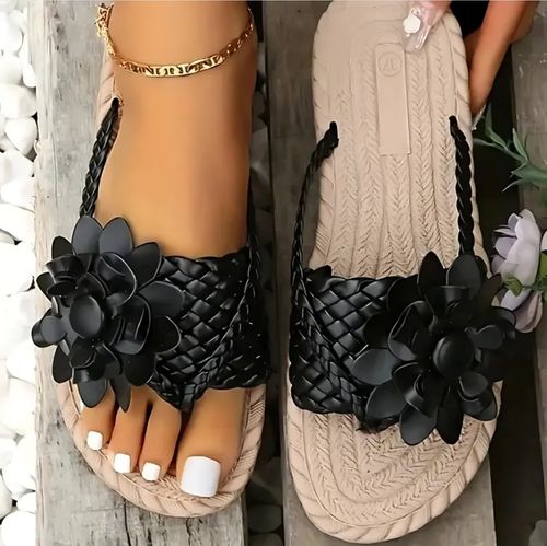 🔥 Chaussons plats à soutien de la voûte plantaire florale pour femmes