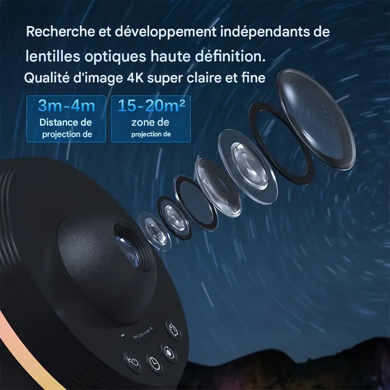 Projecteur LED ciel étoilé 13 en 1 avec film HD remplaçable et veilleuse de bureau alimentée par USB