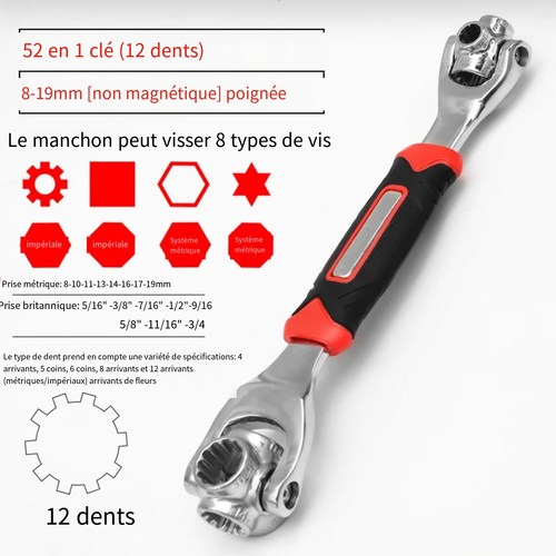 Clé à douille multifonctionnelle 52 en 1
