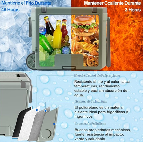 Glacière isotherme portable de 32 L avec roulettes, table et chaises