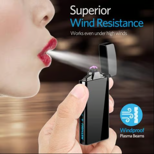 Briquet électrique avec effet arc plasma et éclairage tactile