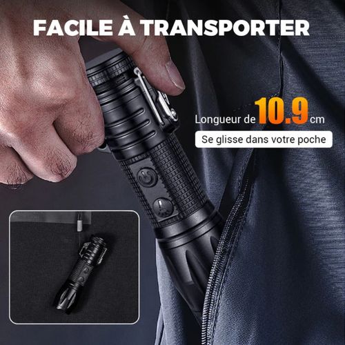 🔦Lampe de poche multifonctionnelle rechargeable à lumière forte avec feu électrique⚡