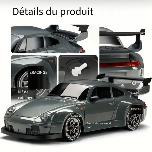 Voiture de drift à grande vitesse télécommandée à demi-échelle 1:24 （2 piles）