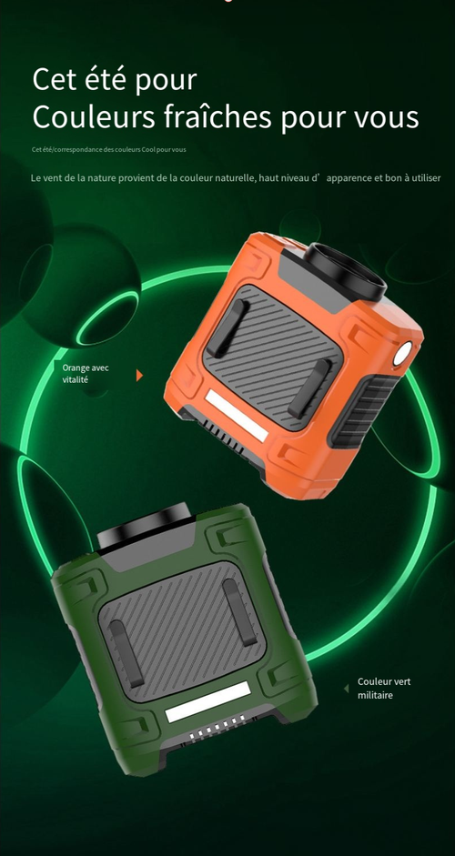 Ventilateur de camping rechargeable pour l'extérieur (5 000 mAh 10 000 mAh)
