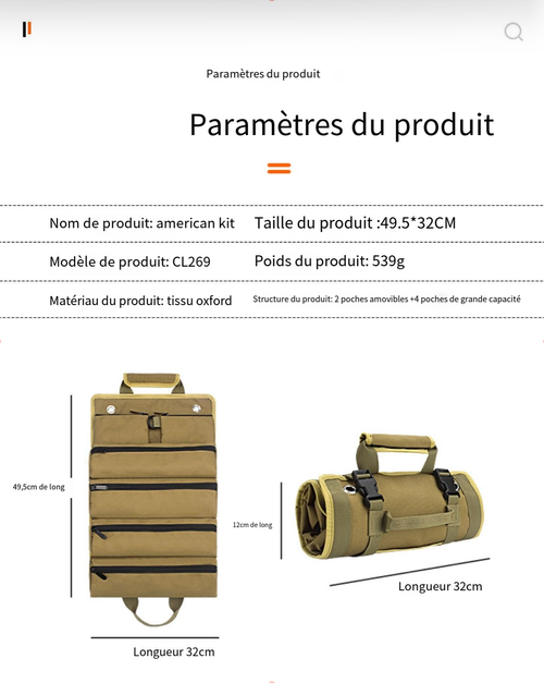 Sac à outils enroulable de qualité supérieure