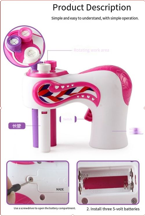Machine à tresser les cheveux électrique, outils de tressage automatiques, machine à tresser les cheveux portable pour femmes, kit de jouets de salon de coiffure à faire soi-même, piles non incluses