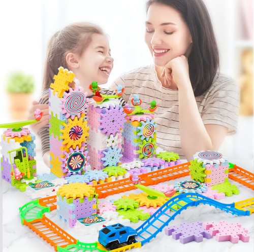 Blocs de construction d'engrenages électriques assemblés pour enfants