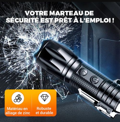 🔦Lampe de poche multifonctionnelle rechargeable à lumière forte avec feu électrique⚡