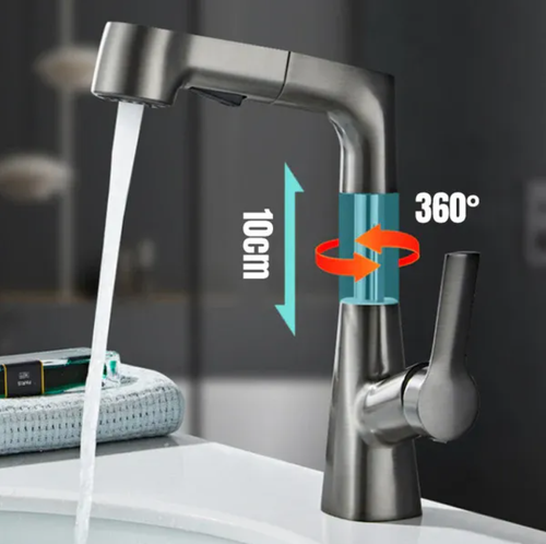 Robinet de salle de bain monotrou avec douchette extractible