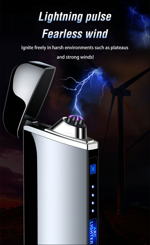 Briquet électrique avec effet arc plasma et éclairage tactile