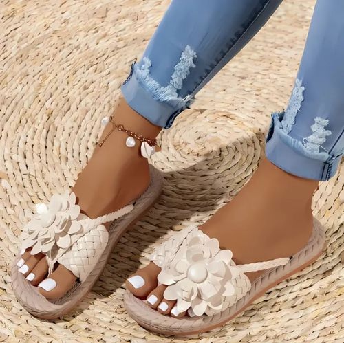 🔥 Chaussons plats à soutien de la voûte plantaire florale pour femmes