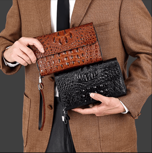 Pochette homme en cuir crocodile