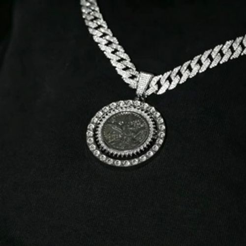 Luxury Iced Out Cuban Link Coin Pendant Necklace for Men | Hip Hop Statement Chain