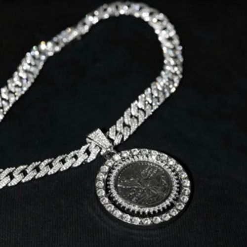 Luxury Iced Out Cuban Link Coin Pendant Necklace for Men | Hip Hop Statement Chain