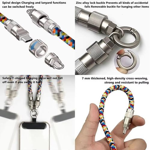 Mobile phone lanyard data cable dual typec charging cable suitable for Apple iPhone  Android fast charging