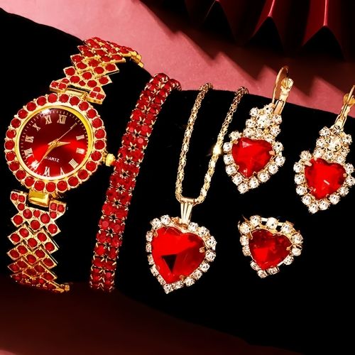 New fashion ladies watch set - advanced personalized diamond-set small square watch + rhinestone jewelry