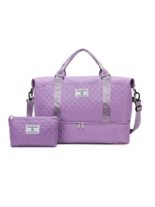 Large Capacity Travel Bag Set, Travel Organizer Bag, Letter Pattern Zipper Travel Bag with Shoe Compartment, Casual Sports Fitness Bag for Women & Men