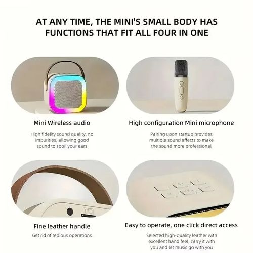 K12 Karaoke Machine Portable Bluetooth Speaker With 2 Wireless Microphones HiFi Family Singing Loudspeaker Children's Gift