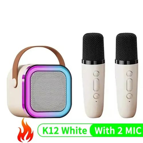 K12 Karaoke Machine Portable Bluetooth Speaker With 2 Wireless Microphones HiFi Family Singing Loudspeaker Children's Gift