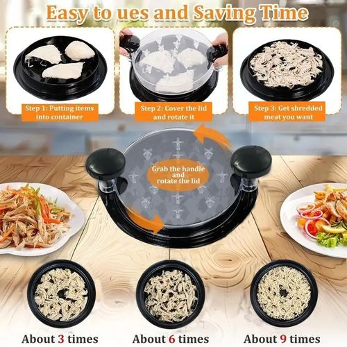 Chicken Shredder, Chicken Breast Shredder Tool, Cooked Meat Shredder With Clear Lid, Ergonomic Design, Auti-slip, Easy To Clean, Chicken Shredder Tool Twist, Chicken Grinder, Multifunctional Kitchen Tool