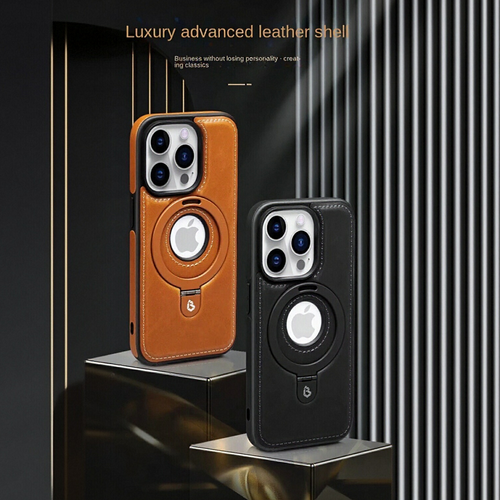 Luxurious Leather Invisible Stand iPhone 12 - 16 Series: Premium Protection & Stylish Design