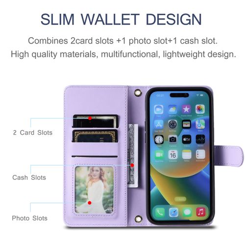 3 Card Leather Crossbody Wallet Case For iPhone16