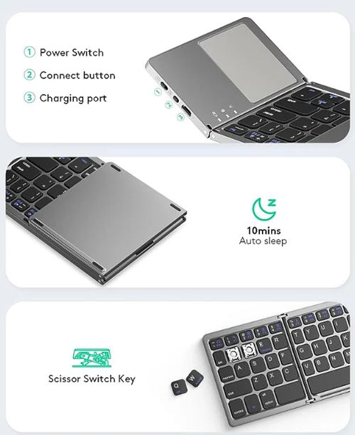 Mini Wireless Foldable bt portable folding Keyboard