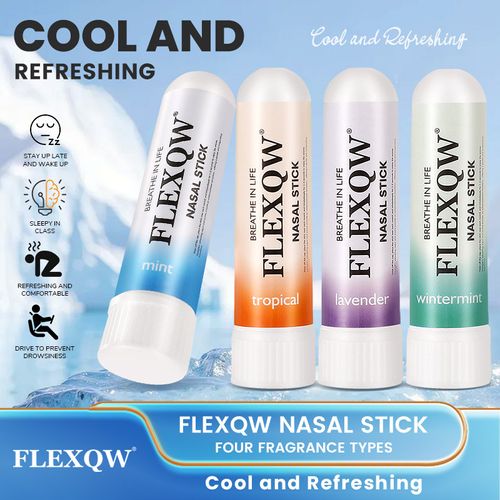 Breathe Easy Anytime ✨ FLEXQW Cooling Nasal Stick – 4-in-1 Refreshing Scent Set