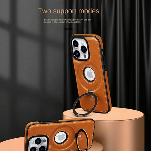 Luxurious Leather Invisible Stand iPhone 12 - 16 Series: Premium Protection & Stylish Design
