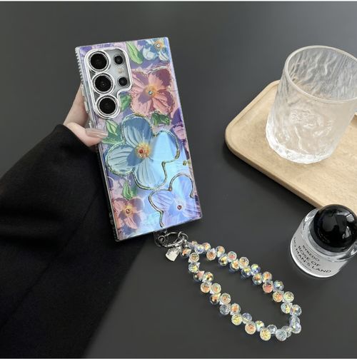 Oil Painting Flower Lanyard Phone Case For Samsung