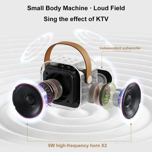 K12 Karaoke Machine Portable Bluetooth Speaker With 2 Wireless Microphones HiFi Family Singing Loudspeaker Children's Gift