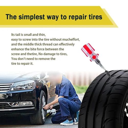 20PCS Tire Repair Rubber Nails Kit with 2 Sizes for Car Motorcycle Truck Tractor Fast Self-service Screw Rubber Nail Vacuum Tire Puncture Repair Tool
